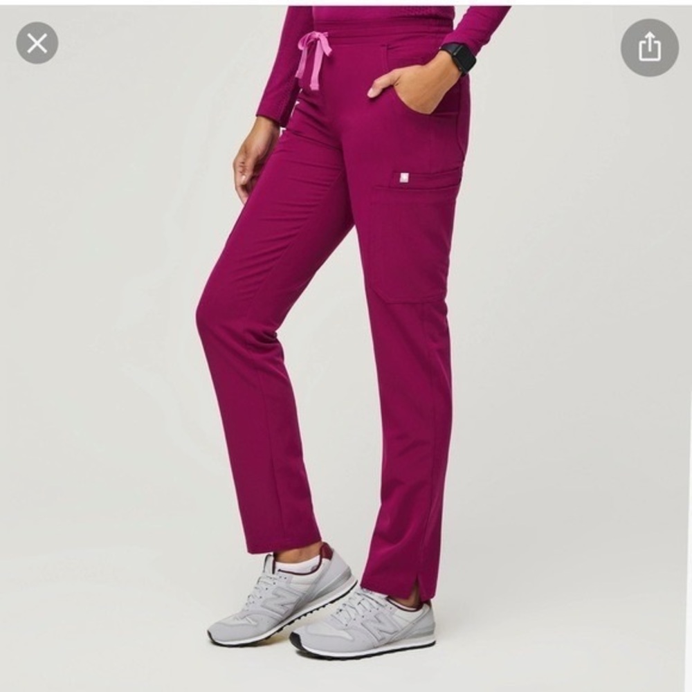 Figs high waisted yola scrub pant - dark magenta